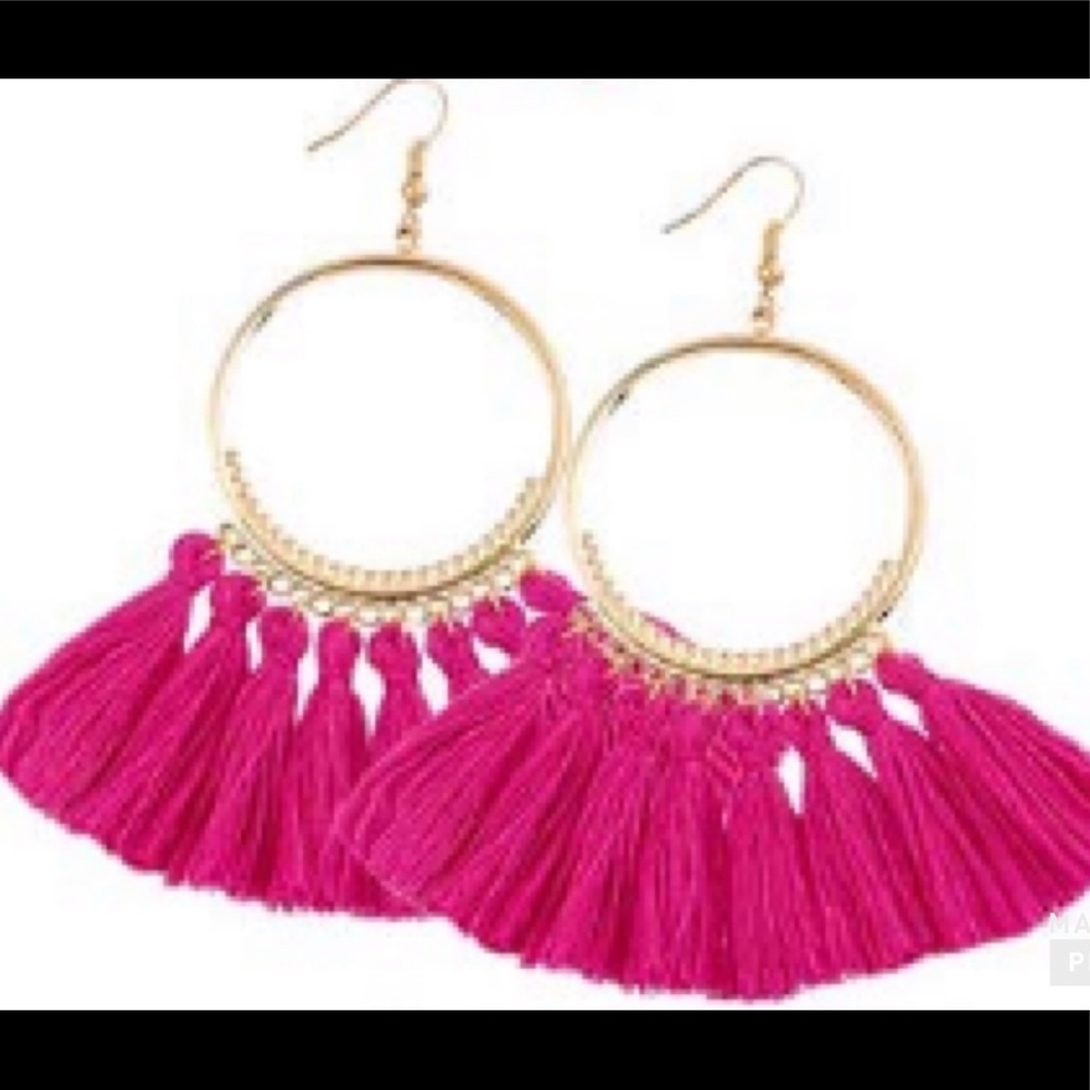 Pink fringe hoops